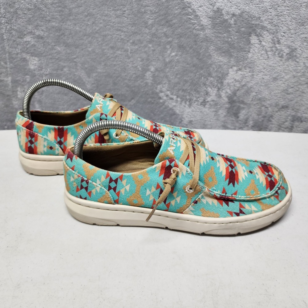 Ariat Hilo Slip On Shoes Womens Size 8 Turquoise Western Aztec Saddle Blanket - Picture 2 of 11
